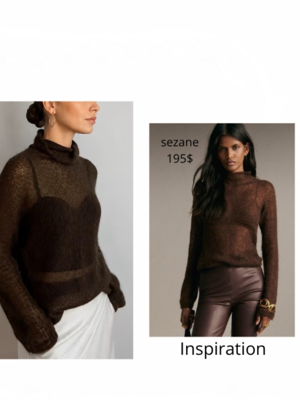 NWOT Brown SEZANE STYLE Sheer Knit Top Overlay XL
